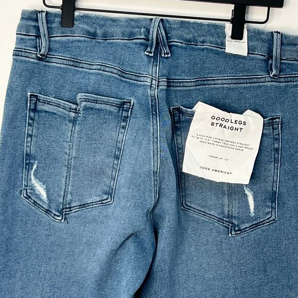 Good American Good Legs High Rise Straight Denim Jeans Blue Size 14 NWT Retro - Picture 7 of 15